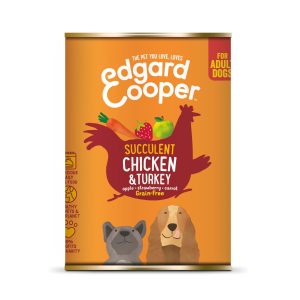 edgar en cooper blik kip/kalkoen/aardbei 400 gram graanvrij